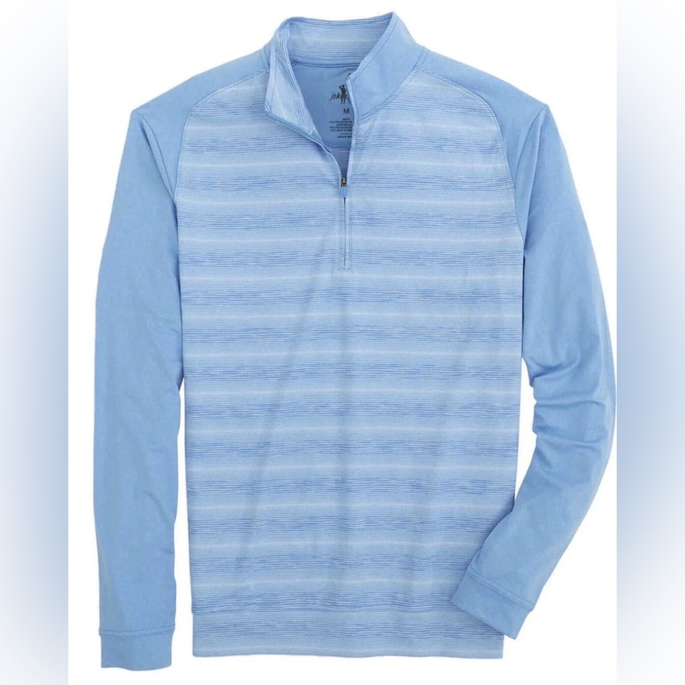 Johnnie-O Bert Prep-formance 1/4 Zip Pullover Blue Stripe Golf Shirt Men’s L